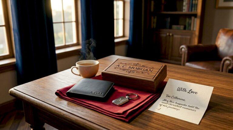 Variety of unique personalized engraved gifts on table
