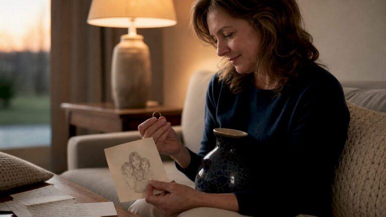 Woman reviewing various personalized keepsakes