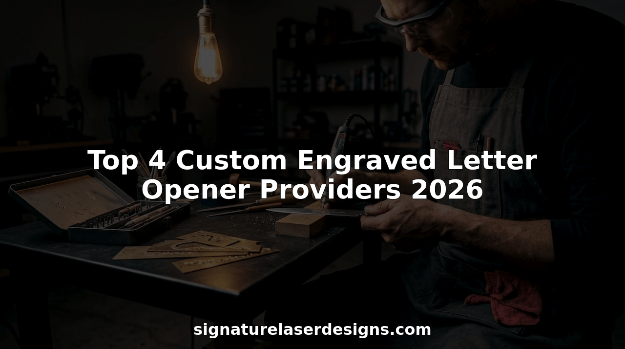 Hands engraving a custom metal letter opener at workbench