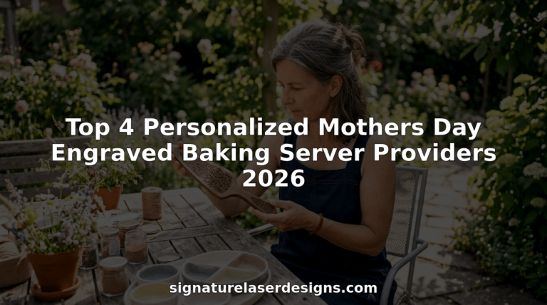 Woman holding engraved wooden baking server in kitchen