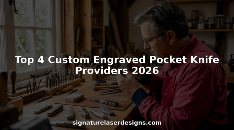 Artisan inspecting custom engraved pocket knife
