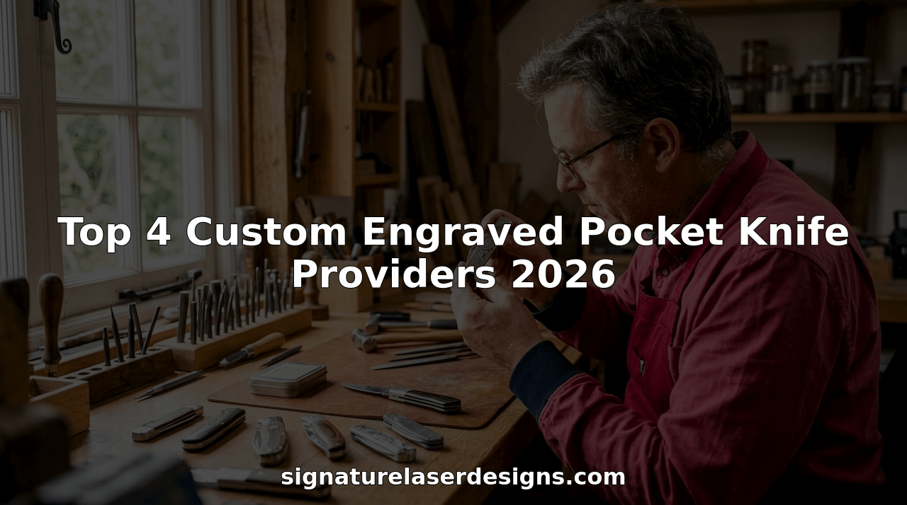 Artisan inspecting custom engraved pocket knife