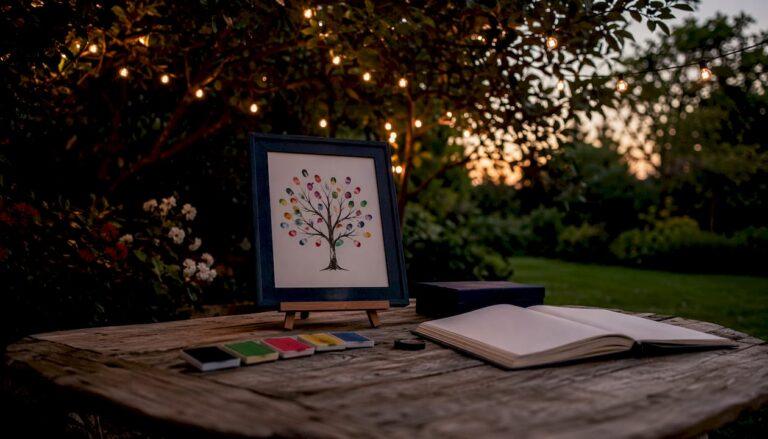 Fingerprint tree guestbook with ink pads