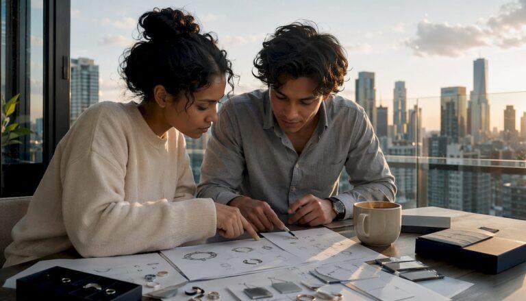 Couple designing custom promise rings together