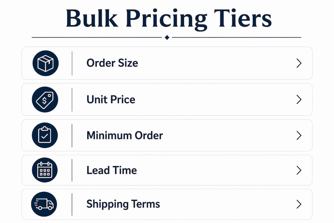 Infographic illustrating pricing tiers for bulk wood cutouts