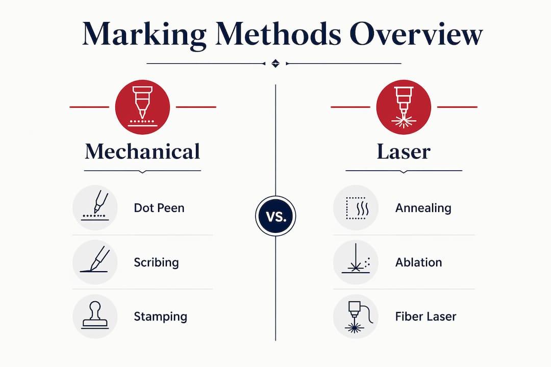 Infographic comparing steel marking methods