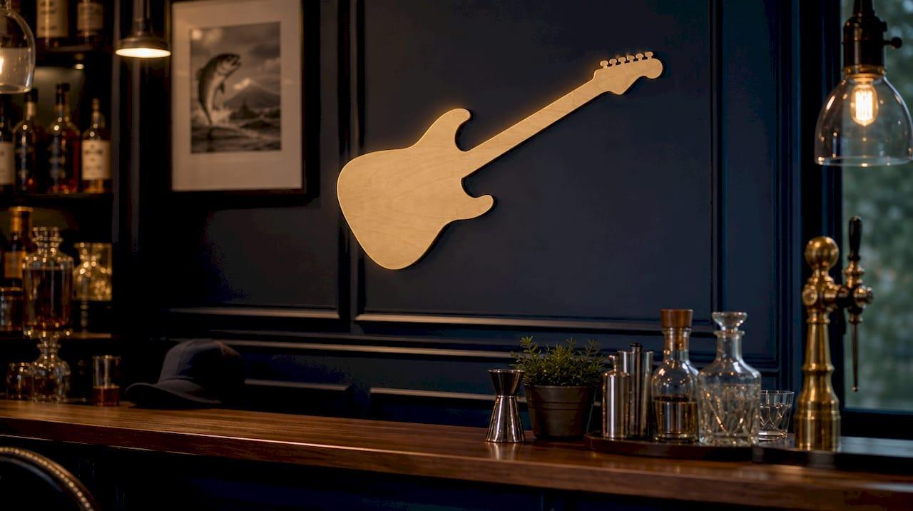 🎸 Wooden Guitar Cutout Sign – Precision Laser Cut Shapes