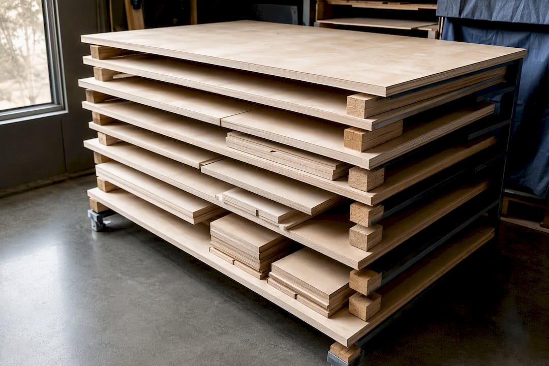 Baltic birch panels stored flat
