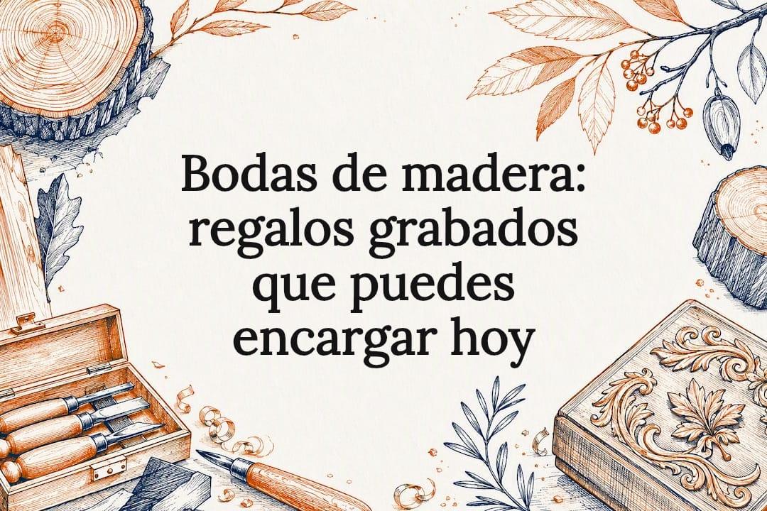 Ilustración decorativa para bodas de madera
