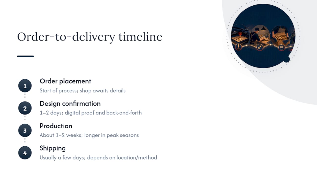 Timeline from custom order to delivery