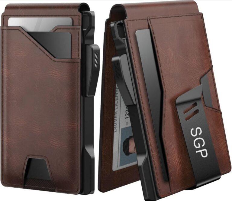 Engraved personalized leather minimalist wallet with aluminum card case, ideal graduation gift for men