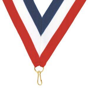 1 1/2" Medal Neck Ribbons and Pin Ribbon Drapes (Packs) - 1 1/2" Red/White/Blue Neck Ribbon with Small 5/8" Snap Clip
