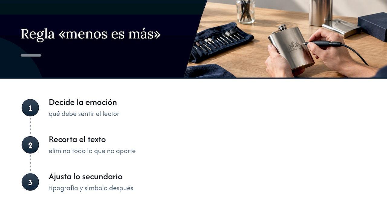 Menos es más: la regla que casi nadie sigue al pedir un grabado — overview diagram