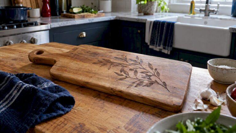 Tabla de cortar de madera con grabado a láser