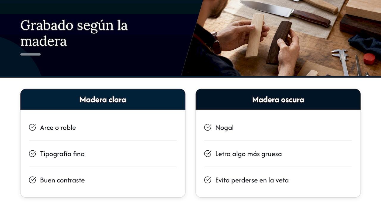 Contraste de tipografía según tono de madera