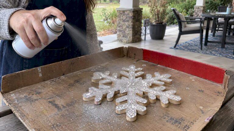 Clear-sealed glitter snowflake wood cutout