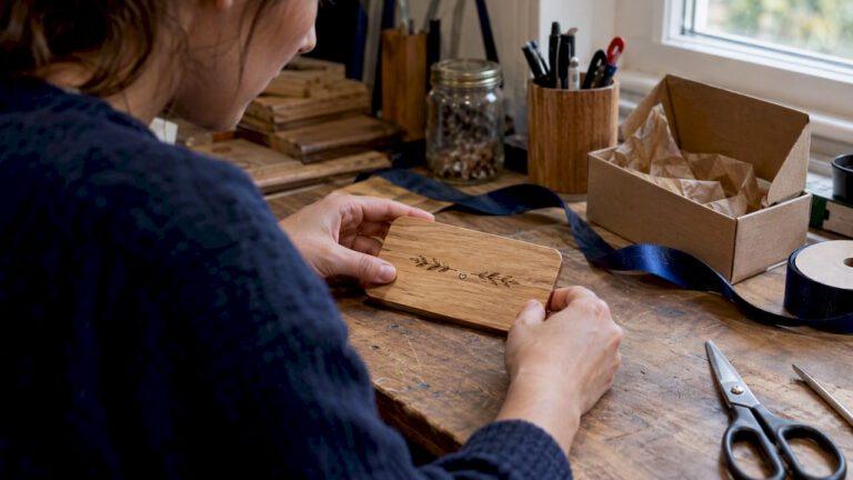 Placa de madera con grabado láser sencillo