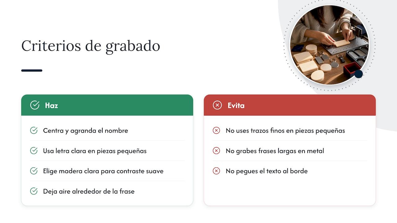 Jerarquía, tipografía, materiales y márgenes del grabado