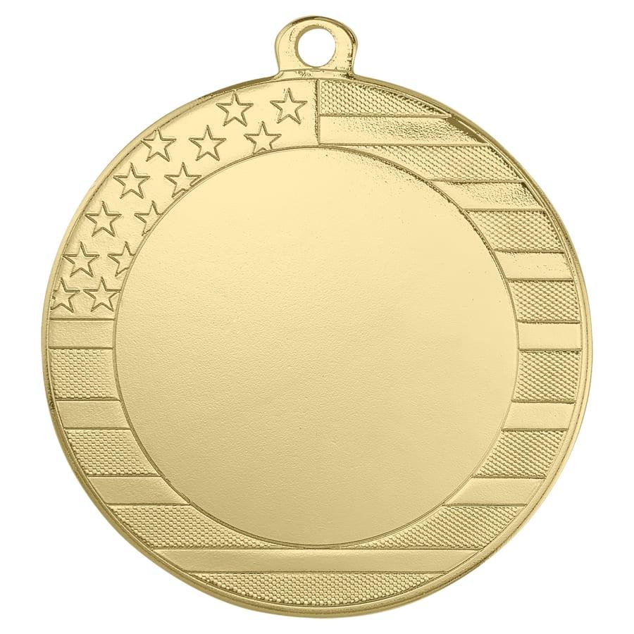 2" Mylar, Epoxy Dome and Activity Trophy Inserts, Coins and Insert Medals (Packs) - 2 3/4" Stars and Stripes 2" Insert Holder Medal - Bright Gold