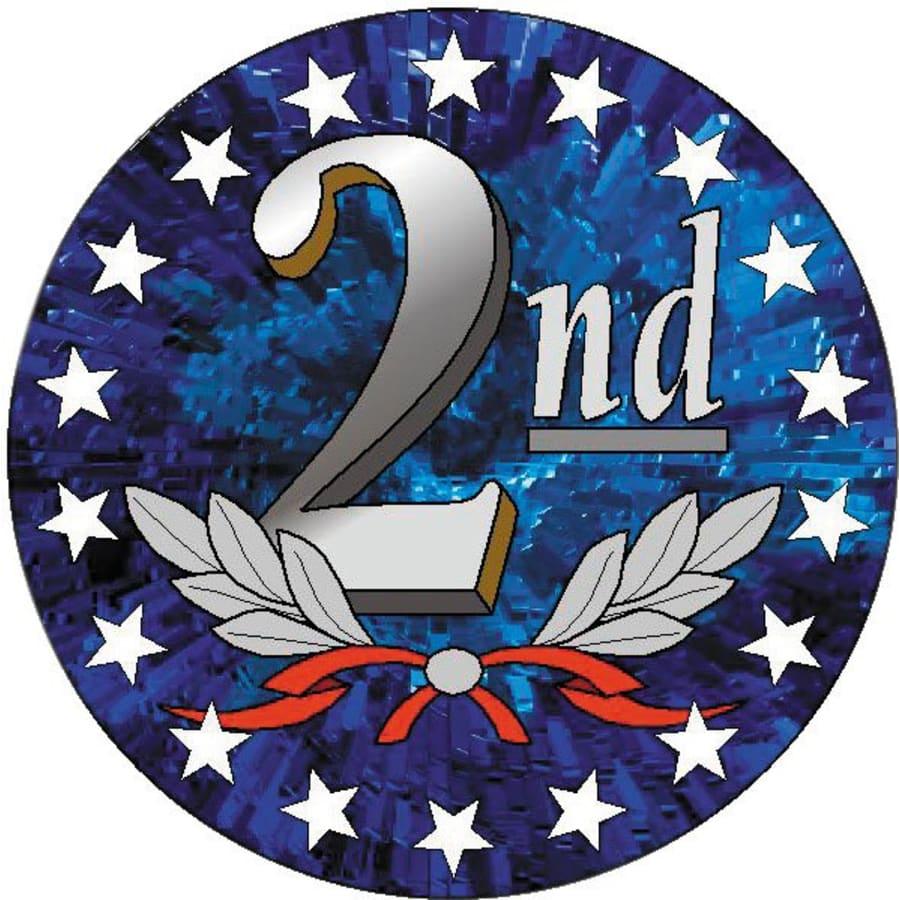 2" Mylar, Epoxy Dome and Activity Trophy Inserts, Coins and Insert Medals (Packs) - 2" Full Color Second Place Mylar Insert