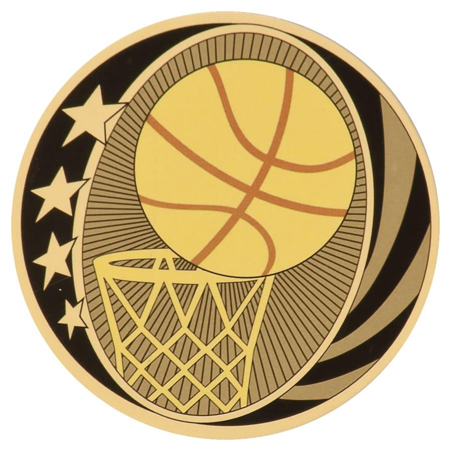 2" Mylar, Epoxy Dome and Activity Trophy Inserts, Coins and Insert Medals (Packs) - 2" MidNite Star Basketball Mylar Insert