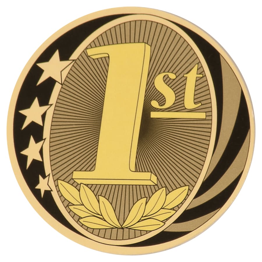 2" Mylar, Epoxy Dome and Activity Trophy Inserts, Coins and Insert Medals (Packs) - 2" MidNite Star 1st Place Mylar Insert