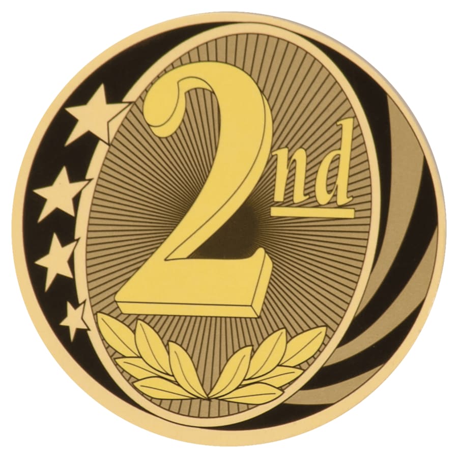 2" Mylar, Epoxy Dome and Activity Trophy Inserts, Coins and Insert Medals (Packs) - 2" MidNite Star 2nd Place Mylar Insert