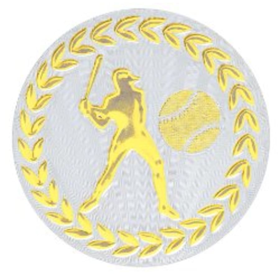 2" Mylar, Epoxy Dome and Activity Trophy Inserts, Coins and Insert Medals (Packs) - 2" Metallic Baseball/Softball Mylar