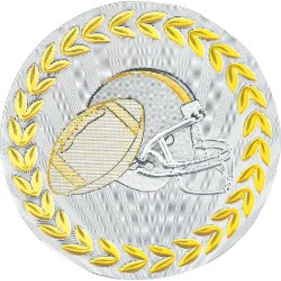 2" Mylar, Epoxy Dome and Activity Trophy Inserts, Coins and Insert Medals (Packs) - 2" Metallic Football Mylar