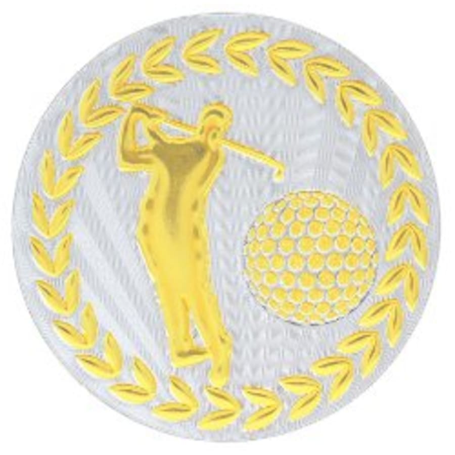 2" Mylar, Epoxy Dome and Activity Trophy Inserts, Coins and Insert Medals (Packs) - 2" Metallic Golf Mylar