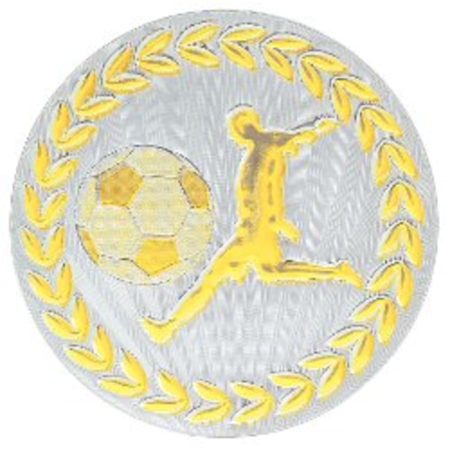 2" Mylar, Epoxy Dome and Activity Trophy Inserts, Coins and Insert Medals (Packs) - 2" Metallic Soccer Mylar