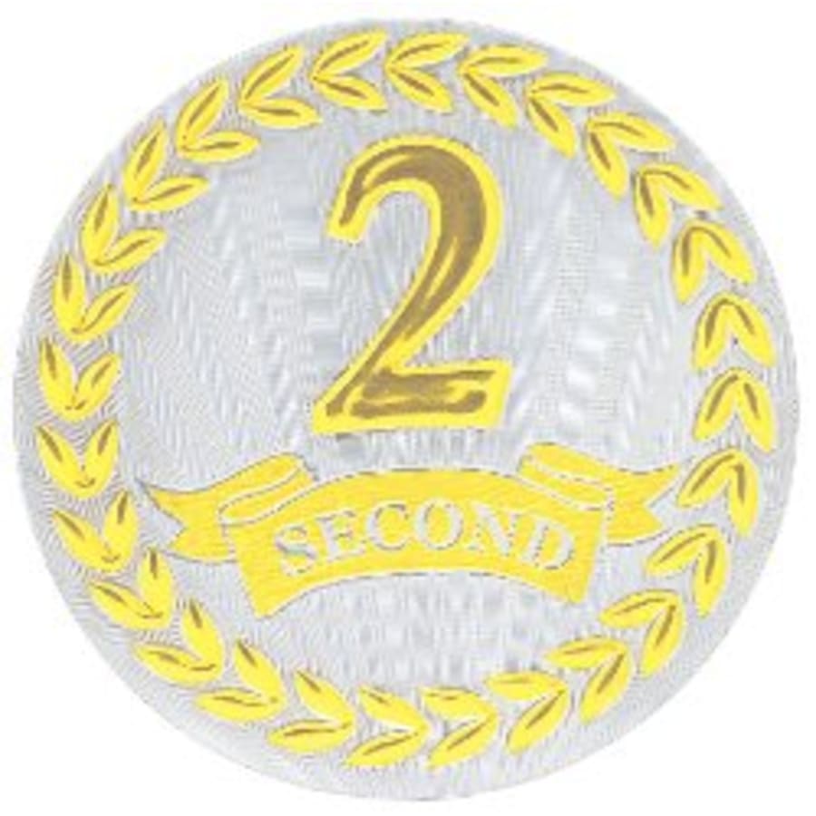 2" Mylar, Epoxy Dome and Activity Trophy Inserts, Coins and Insert Medals (Packs) - 2" Metallic 2nd Place Mylar