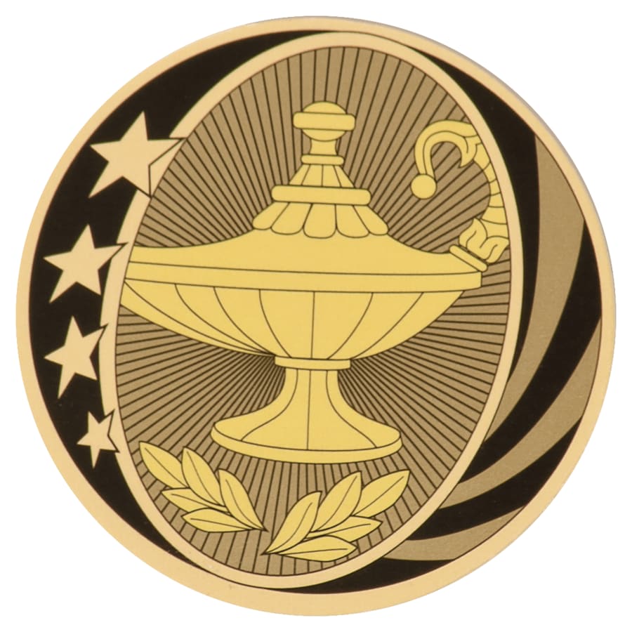 2" Mylar, Epoxy Dome and Activity Trophy Inserts, Coins and Insert Medals (Packs) - 2" MidNite Star Lamp of Knowledge Mylar Insert