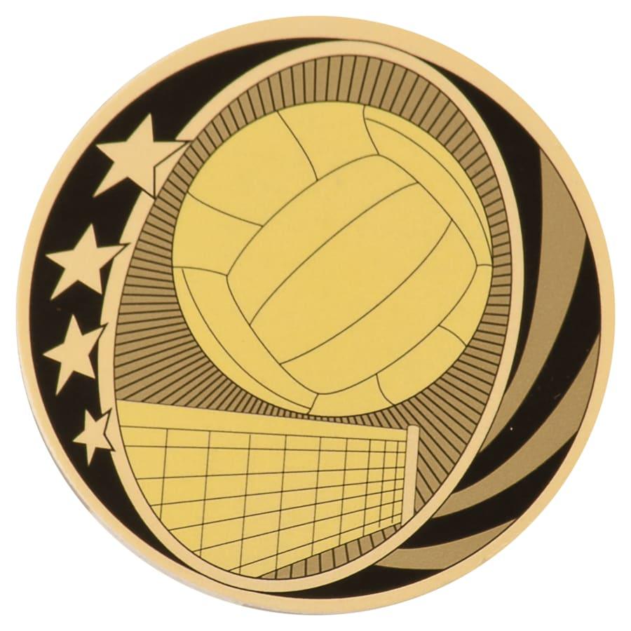 2" Mylar, Epoxy Dome and Activity Trophy Inserts, Coins and Insert Medals (Packs) - 2" MidNite Star Volleyball Mylar Insert