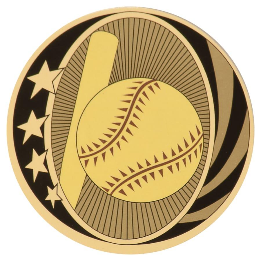 2" Mylar, Epoxy Dome and Activity Trophy Inserts, Coins and Insert Medals (Packs) - 2" MidNite Star Baseball/Softball Mylar Insert