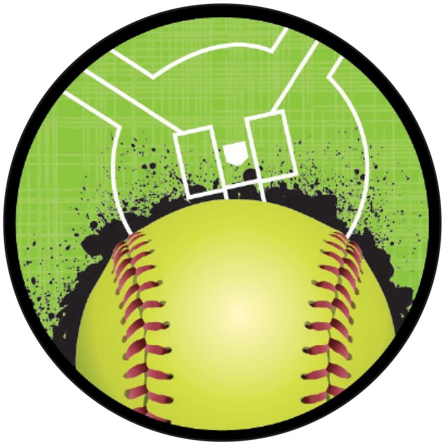 2" Mylar, Epoxy Dome and Activity Trophy Inserts, Coins and Insert Medals (Packs) - 2" Softball Sport Activity Insert