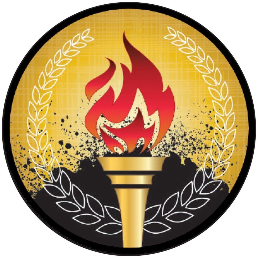 2" Mylar, Epoxy Dome and Activity Trophy Inserts, Coins and Insert Medals (Packs) - 2" Torch/Victory Sport Activity Insert