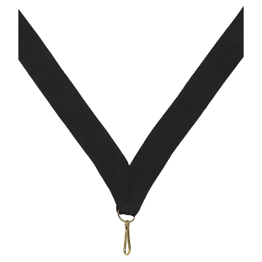 7/8" Medal Neck Ribbons with or without Snap Clip (Packs) - 7/8" Black Neck Ribbon with Snap Clip