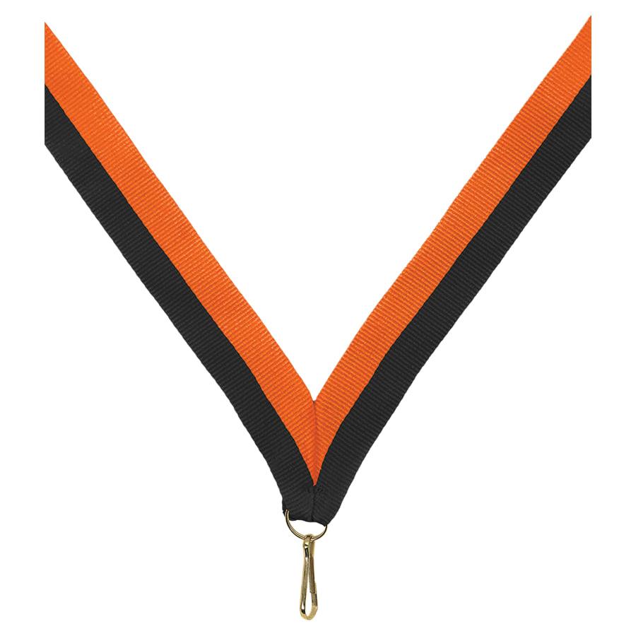 7/8" Medal Neck Ribbons with or without Snap Clip (Packs) - 7/8" Black/Orange Neck Ribbon with Snap Clip