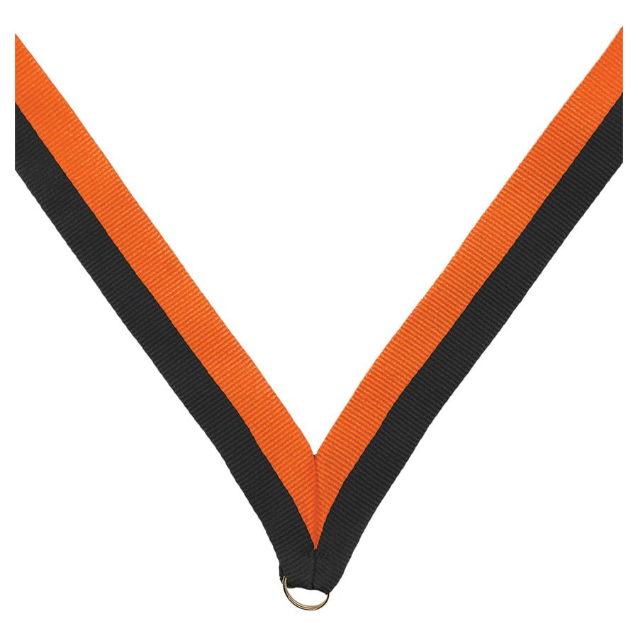7/8" Medal Neck Ribbons with or without Snap Clip (Packs) - 7/8" Black/Orange Neck Ribbon without Snap Clip