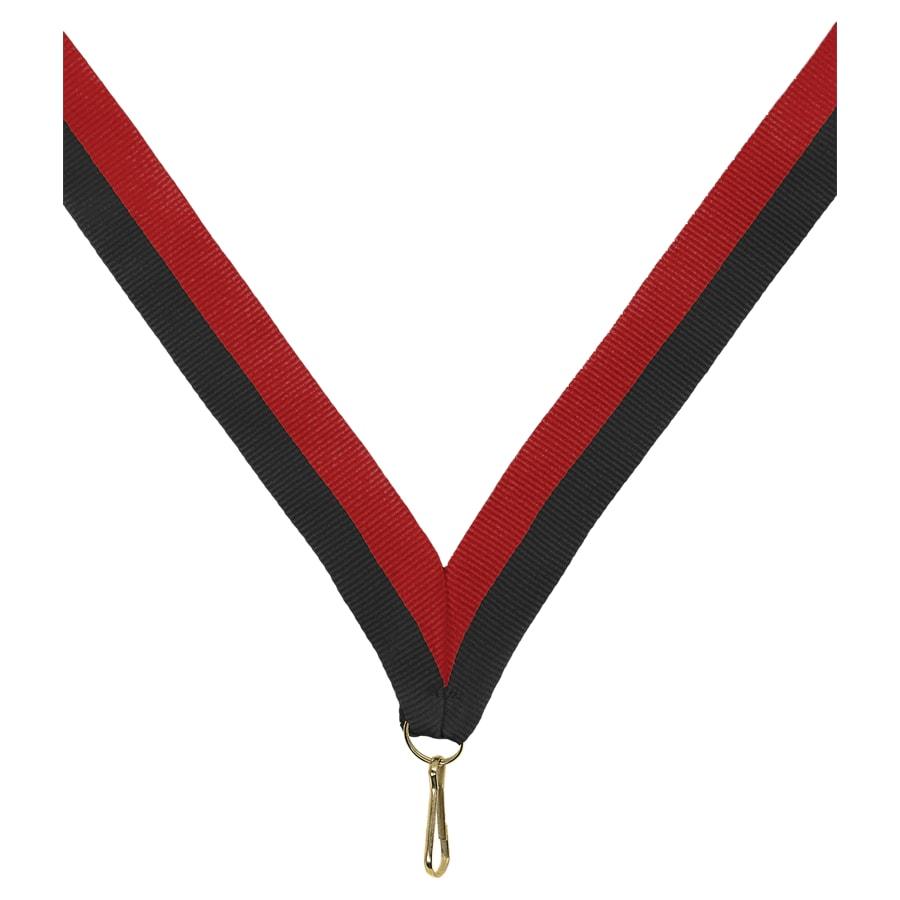 7/8" Medal Neck Ribbons with or without Snap Clip (Packs) - 7/8" Black/Red Neck Ribbon with Snap Clip
