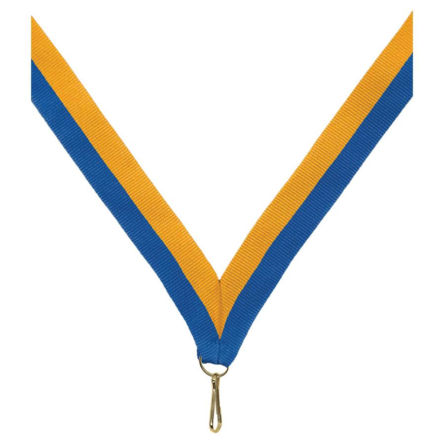7/8" Medal Neck Ribbons with or without Snap Clip (Packs) - 7/8" Blue/Gold Neck Ribbon with Snap Clip