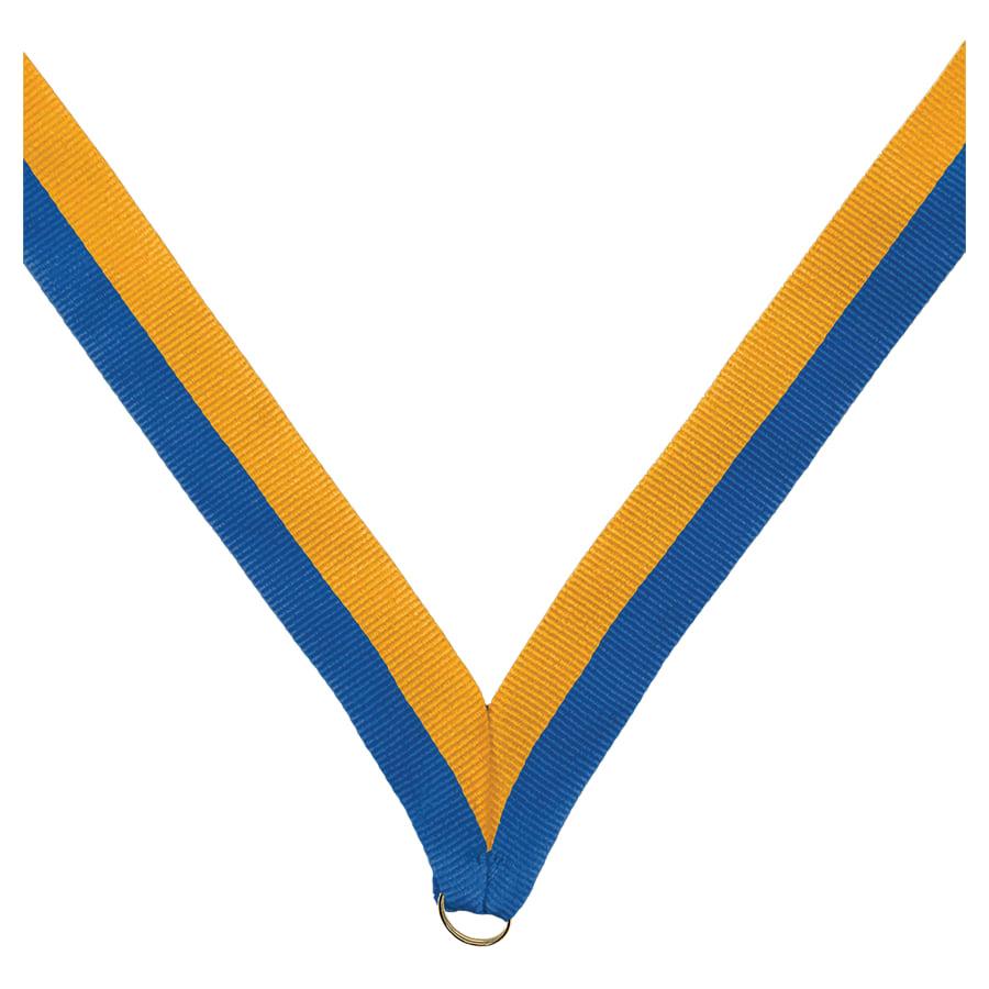7/8" Medal Neck Ribbons with or without Snap Clip (Packs) - 7/8" Blue/Gold Neck Ribbon without Snap Clip