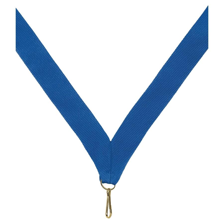 7/8" Medal Neck Ribbons with or without Snap Clip (Packs) - 7/8" Blue Neck Ribbon with Snap Clip
