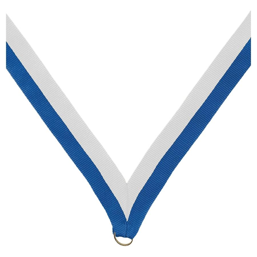 7/8" Medal Neck Ribbons with or without Snap Clip (Packs) - 7/8" Blue/White Neck Ribbon without Snap Clip