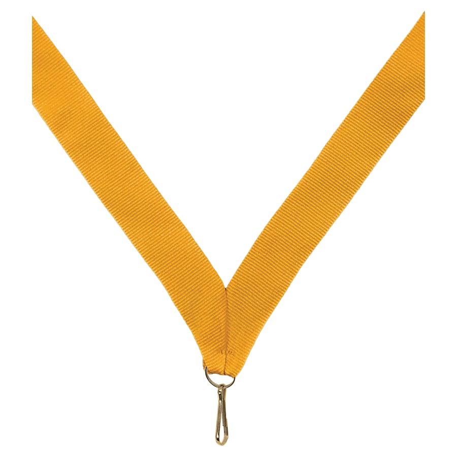 7/8" Medal Neck Ribbons with or without Snap Clip (Packs) - 7/8" Gold Neck Ribbon with Snap Clip