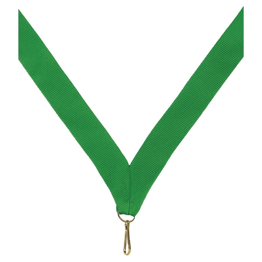 7/8" Medal Neck Ribbons with or without Snap Clip (Packs) - 7/8" Green Neck Ribbon with Snap Clip