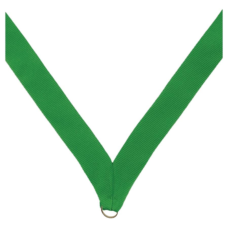 7/8" Medal Neck Ribbons with or without Snap Clip (Packs) - 7/8" Green Neck Ribbon without Snap Clip