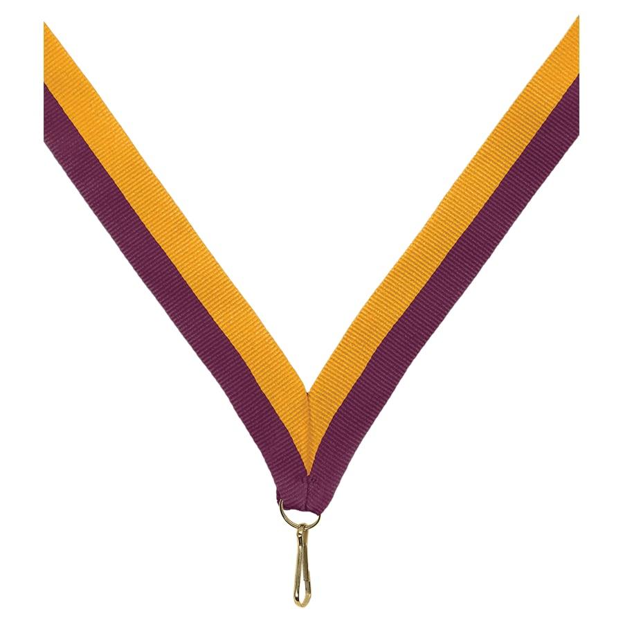 7/8" Medal Neck Ribbons with or without Snap Clip (Packs) - 7/8" Maroon/Gold Neck Ribbon with Snap Clip