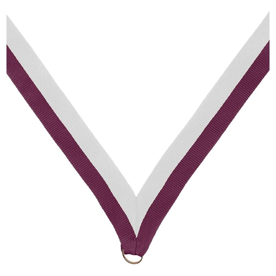 7/8" Medal Neck Ribbons with or without Snap Clip (Packs) - 7/8" Maroon/White Neck Ribbon without Snap Clip